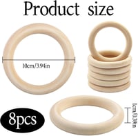 VTYTZZ 8 db Fa Gyűrű 10 cm Natúr Fa Makramé Gyűrű DIY Ékszer Karkötő Függöny 2