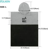 Vulken Kapucnis Átöltöző Poncsó - Extra Nagy Méretű Mikroszálas Törölköző Strandhoz, Medencéhez, L-XL Méret, Szürke 4