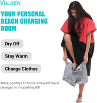 Vulken Kapucnis Átöltöző Poncsó - Extra Nagy Méretű Mikroszálas Törölköző Strandhoz, Medencéhez, L-XL Méret, Szürke 6