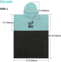 Vulken Kapucnis Fürdőköpeny Férfiaknak, Öltözősátor Poncsó Nyilvános Helyekre, L/XL Méret, Petrolkék, Poliészter Anyagból 4
