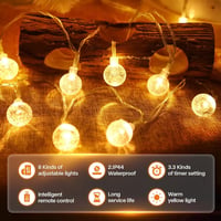 Vutizal 9m 40 LED Gömb Fényfüzér Kültéri Beltéri 8 Mód IP44 Vízálló 2