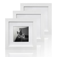 VUVUZULA Biely štvorcový rám na obrazy 15x15 cm, biely MDF drevený fotorámik s paspartou 10x10 cm, súprava 3 ks 1