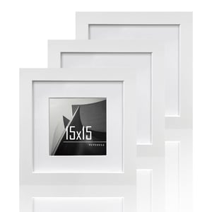 VUVUZULA Bijeli četvrtasti okvir za slike 15x15 cm, bijeli MDF drveni okvir s paspartuom 10x10 cm, set od 3 komada