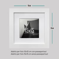 VUVUZULA Biely štvorcový rám na obrazy 15x15 cm, biely MDF drevený fotorámik s paspartou 10x10 cm, súprava 3 ks 2