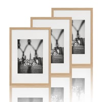 VUVUZULA Fotorámik A4 21x30 cm Drevený rám na fotky Dub s 3 paspartami na diplomy Prírodná béžová 1