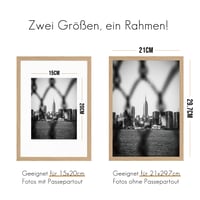 VUVUZULA Fotorámik A4 21x30 cm Drevený rám na fotky Dub s 3 paspartami na diplomy Prírodná béžová 2