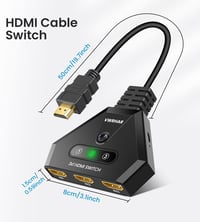VWRHar HDMI prepínač 4K 3-portový rozdeľovač s vysokorýchlostným HDMI káblom, 3 vstupy 1 výstup, 4K 3D 1080P UHD HDCP 2.2, pre Xbox PS3/4/5 Apple TV Fire Stick 7