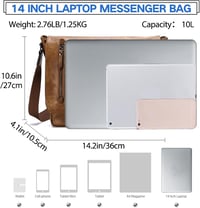 VX VONXURY Vászon Bőr Válltáska 14 Colos Laptop Táska Férfi Női Barna Retro 2