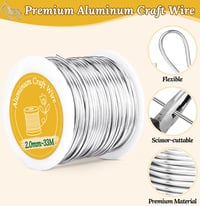 Sârmă artizanală din aluminiu VynyQoo 2 mm, argintie, 33 m, sârmă maleabilă și flexibilă pentru bijuterii, sculpturi DIY, modelaj, aranjamente florale și împletituri din sârmă 4