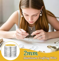 Sârmă artizanală din aluminiu VynyQoo 2 mm, argintie, 33 m, sârmă maleabilă și flexibilă pentru bijuterii, sculpturi DIY, modelaj, aranjamente florale și împletituri din sârmă 2