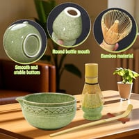 VZXZXE Matcha Készlet 6 Részes - Habverő, Kanál, Tál, Szűrő és Kerámia Teáscsésze - Matcha Colored 6 Piece Set 5