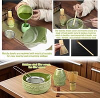 VZXZXE Matcha Készlet 6 Részes - Habverő, Kanál, Tál, Szűrő és Kerámia Teáscsésze - Matcha Colored 6 Piece Set 6