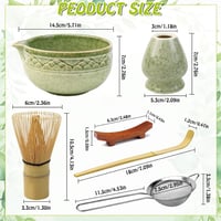 VZXZXE Matcha Készlet 6 Részes - Habverő, Kanál, Tál, Szűrő és Kerámia Teáscsésze - Matcha Colored 6 Piece Set 2