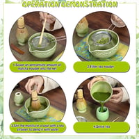 VZXZXE Matcha Készlet 6 Részes - Habverő, Kanál, Tál, Szűrő és Kerámia Teáscsésze - Matcha Colored 6 Piece Set 4