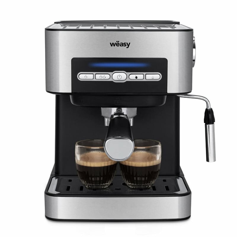 Wëasy KFX32 Automatski Aparat za Espresso Kavu, Tlak od 20 Bara, 4 Programa, Spremnik za Vodu od 1,6L, Grijač Šalica, Parna Mlaznica, Srebrno-Crni