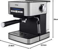 Wëasy KFX32 Automata Eszpresszó Kávéfőző, 20 Bar Nyomás, 4 Program, 1,6L Víztartály, Csészemelegítő, Gőzölő, Ezüst-Fekete 6
