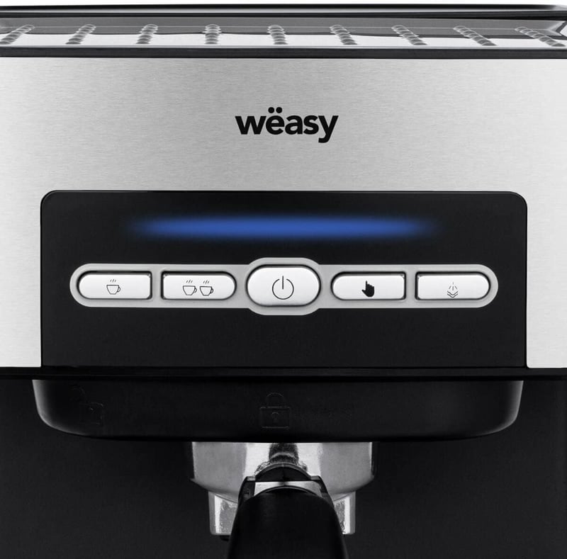 Wëasy KFX32 Automata Eszpresszó Kávéfőző, 20 Bar Nyomás, 4 Program, 1,6L Víztartály, Csészemelegítő, Gőzölő, Ezüst-Fekete