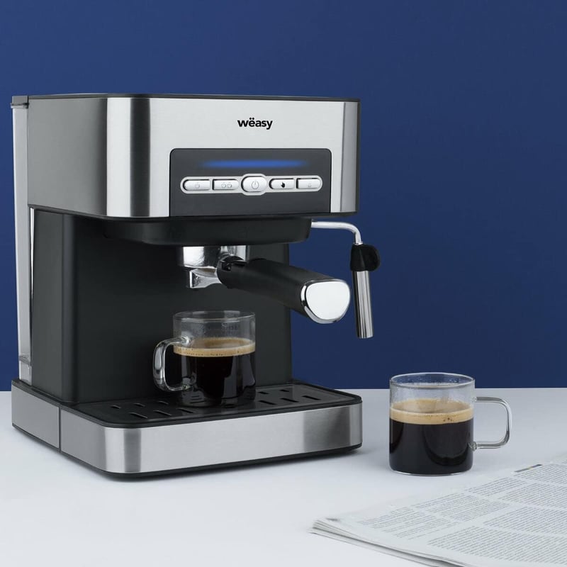 Wëasy KFX32 Automata Eszpresszó Kávéfőző, 20 Bar Nyomás, 4 Program, 1,6L Víztartály, Csészemelegítő, Gőzölő, Ezüst-Fekete