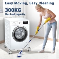 W B D WEIBIDA Rozsdamentes Mosógép Alap 50-70 cm Állítható Szélesség, 300 kg Terhelhetőség, Zárható Kerekek - Metallic, Stainless Steel 5