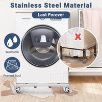 W B D WEIBIDA Rozsdamentes Mosógép Alap 50-70 cm Állítható Szélesség, 300 kg Terhelhetőség, Zárható Kerekek - Metallic, Stainless Steel 2