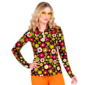 W WIDMANN MILANO Party Fashion hippie blúzka Flower Power – čierna s kvetmi