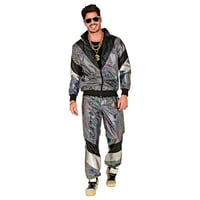 W WIDMANN MILANO Party Fashion Tepláková súprava v disko štýle, strieborná, kostým na 80. roky na karneval a párty, súprava na jogging, veľkosť XL 2