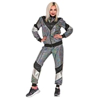 W WIDMANN MILANO Party Fashion Tepláková súprava v disko štýle, strieborná, kostým na 80. roky na karneval a párty, súprava na jogging, veľkosť XL 3