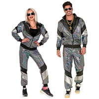 W WIDMANN MILANO Party Fashion Tepláková súprava v disko štýle, strieborná, kostým na 80. roky na karneval a párty, súprava na jogging, veľkosť XL 1