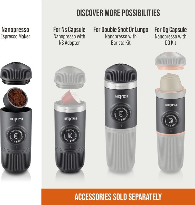 WACACO Nanopresso hordozható espresso kávéfőző 18 bar nyomás kézi működtetésű