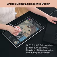 Grafický tablet Wacom One 14 Full HD s dotykovou obrazovkou a perom Standard (bez batérie) – antireflexné tvrdené sklo, japonská technológia 3