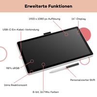 Grafický tablet Wacom One 14 Full HD s dotykovou obrazovkou a perom Standard (bez batérie) – antireflexné tvrdené sklo, japonská technológia 8