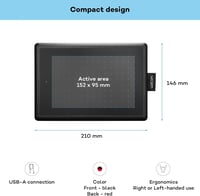 Wacom One by Wacom Small rajztábla tollal - fekete/piros 3