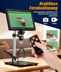 WADEO 10.1" LCD digitális mikroszkóp 1500x nagyítás 32GB kártyával, USB csatlakozás, 8 LED, fém állvány, javításhoz és szolderozáshoz 4