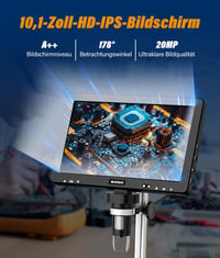 WADEO 10.1" LCD digitális mikroszkóp 1500x nagyítás 32GB kártyával, USB csatlakozás, 8 LED, fém állvány, javításhoz és szolderozáshoz 2