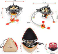 WADEO 7200W szélálló kemping gázfőzőhely piezo gyújtással és bután adapterrel 2