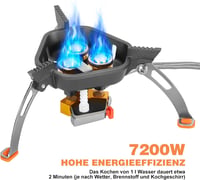 WADEO 7200W szélálló kemping gázfőzőhely piezo gyújtással és bután adapterrel 3