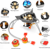 WADEO 7200W szélálló kemping gázfőzőhely piezo gyújtással és bután adapterrel 5