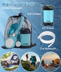 WADEO Hordozható Campingzuhany Akkumulátorral és Pumpával, 6000-8000mAh Töltödhető Akkus Kültéri Zuhany 6