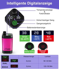 WADEO Hordozható Campingzuhany Akkumulátorral és Pumpával, 6000-8000mAh Töltödhető Akkus Kültéri Zuhany 4