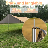 WADEO Vodootporna kamperska cerada 4x3 m, kaki - sa štapovima, klinovima i užadima za zatezanje, ultralaka vanjska zaštita od kiše za planinarenje i piknik 5