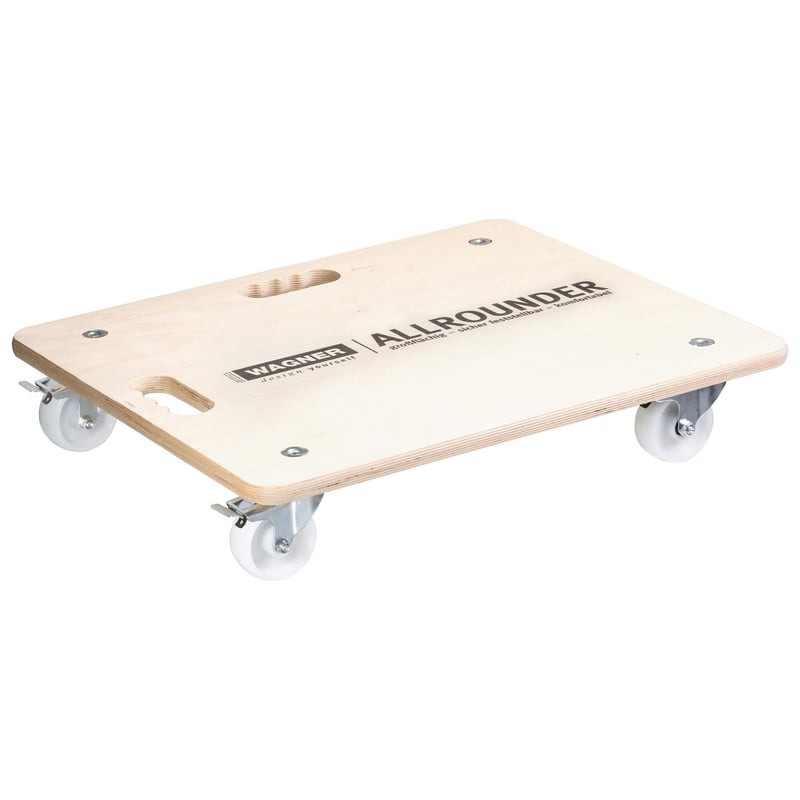WAGNER MM 1116 bútoráthelyező görgős lap – 59x49x11 cm, 250 kg teherbírás, 2 fogantyú, rétegelt fa, FSC tanúsított, költöztetéshez