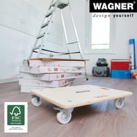 WAGNER MM 1116 bútoráthelyező görgős lap – 59x49x11 cm, 250 kg teherbírás, 2 fogantyú, rétegelt fa, FSC tanúsított, költöztetéshez 3