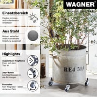 WAGNER Sun City Basic Podstavec pod kvetináč s kolieskami – 32 – 46 x 6 cm, nastaviteľný, nosnosť 100 kg, na vnútorné aj vonkajšie použitie, s 2 brzdami 3