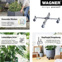 WAGNER Sun City Basic Podstavec pod kvetináč s kolieskami – 32 – 46 x 6 cm, nastaviteľný, nosnosť 100 kg, na vnútorné aj vonkajšie použitie, s 2 brzdami 4