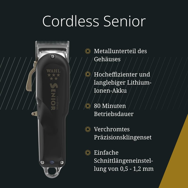 Mașină de tuns fără fir Wahl 191102 Senior, aparat de tuns părul și barba reîncărcabil, negru