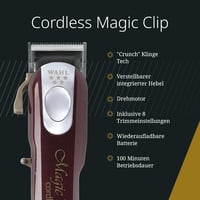 Wahl Magic Clip 5 Star vezeték nélküli hajvágó, piros - 100 perces akkumulátor, 8 fésűtartozék, szakáll és fejszőrzet vágásához 2