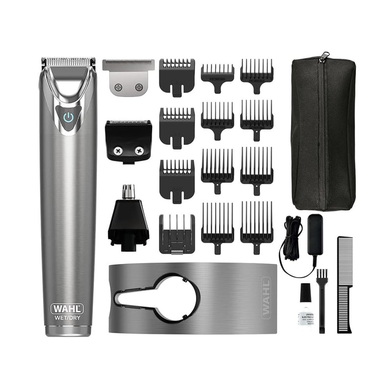 Aparat de tuns multifunctional Wahl din otel inoxidabil pentru barba, cu baterie reincarcabila pe baza de litiu