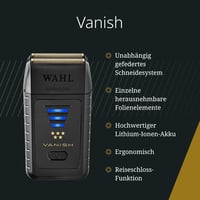 Wahl Vanish Elektromos Borotva - Precíziós Kontúrvágó Arcra és Nyakra, Irritációmentes Borotválás, 100 Perces Üzemidő, Fekete 2