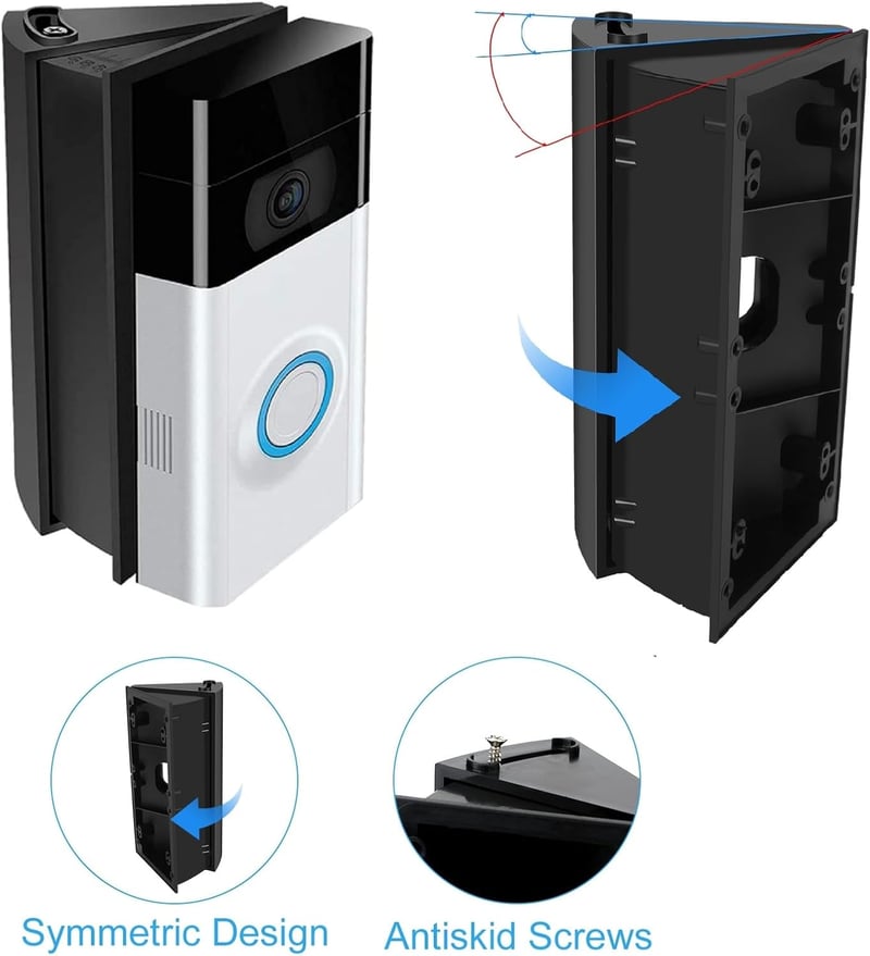 WAHXIYUG Állítható Szögű Fali Tartó Ring Video Doorbell 1/2/3/4 Generációhoz - Csengő Rögzítő Konzol Szögbeállító Kit