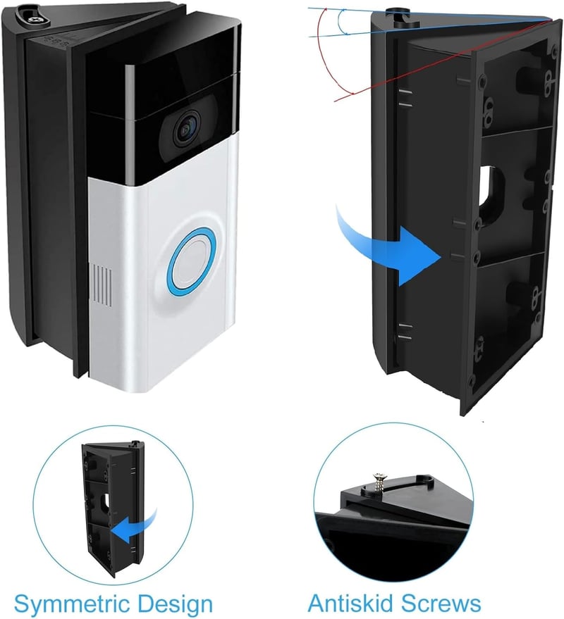 WAHXIYUG Állítható Szögű Tartókonzol Ring Video Doorbell 1/2/3/4 Csengőhöz - 30-55 Fokos Dőlésszög Beállító Szerelő Adapter
